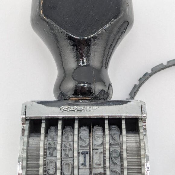 Vintage COSCO 6 digits stamp with wood handle and 5 rubber stripes - Picture 4 of 5